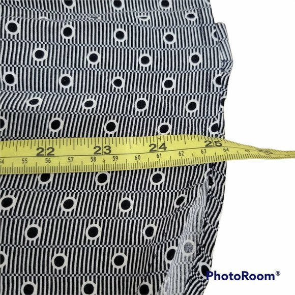 Women's Sz 4 Anthropologie  Maeve Navy Blue Polka Dot  Stripe Button Down Blouse - Picture 8 of 9